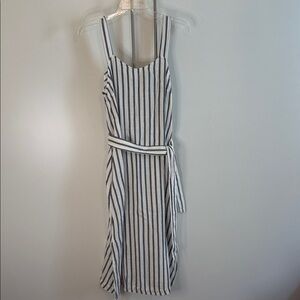 🌷SPRING Three Dots Striped Sleeveless Dress with Pockets and Belt | XS